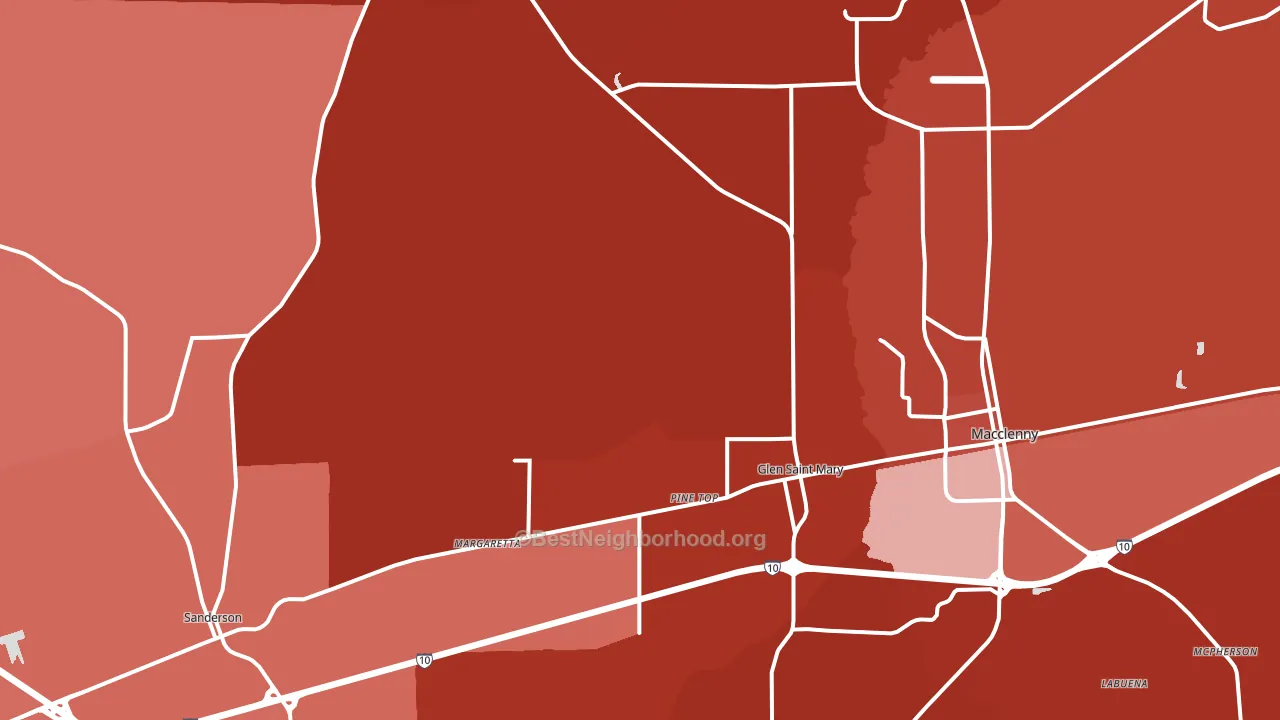 Glen St. Mary, FL block-group political-lean map