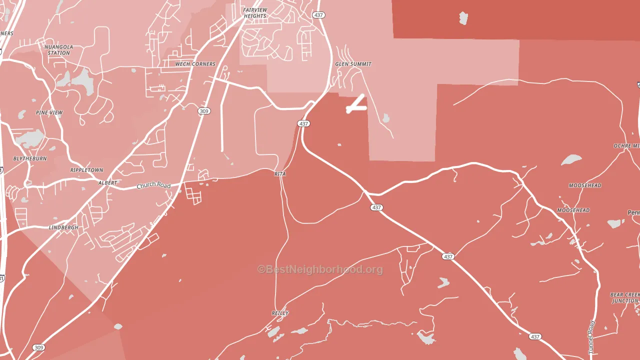 Glen Summit, PA block-group political-lean map