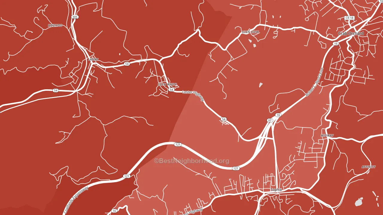 Glen White, WV block-group political-lean map