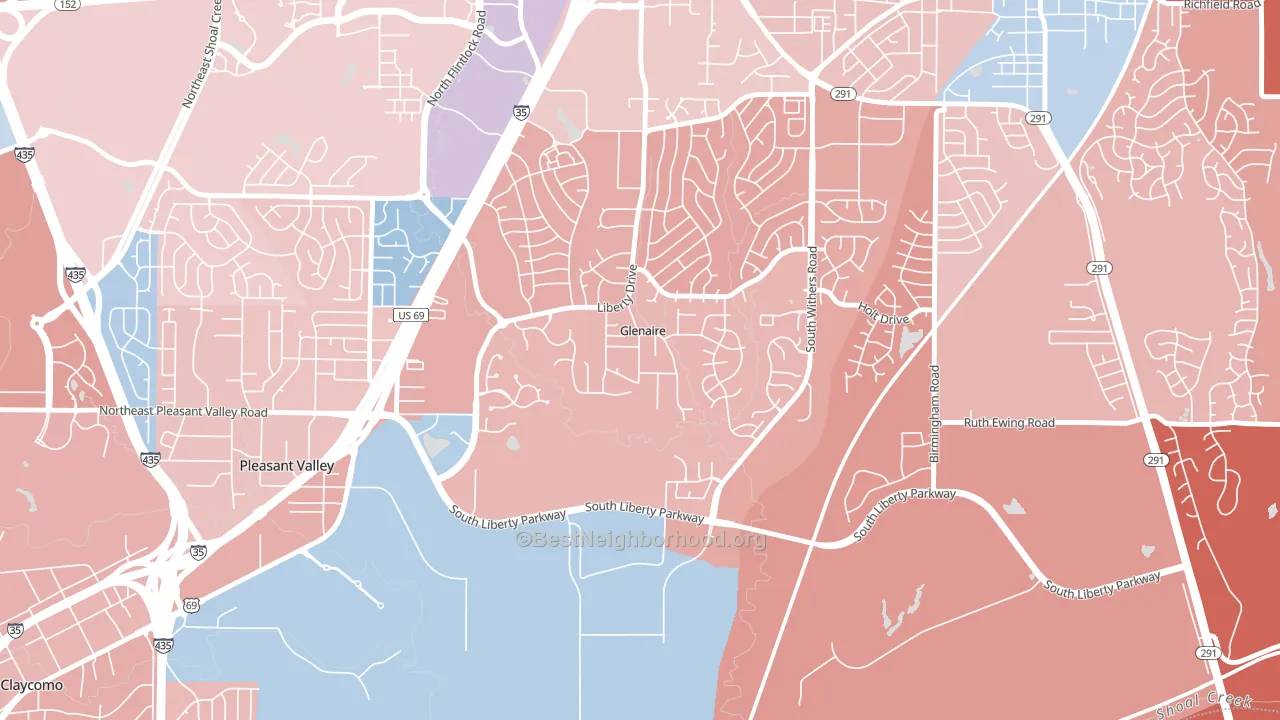 Glenaire, MO block-group political-lean map