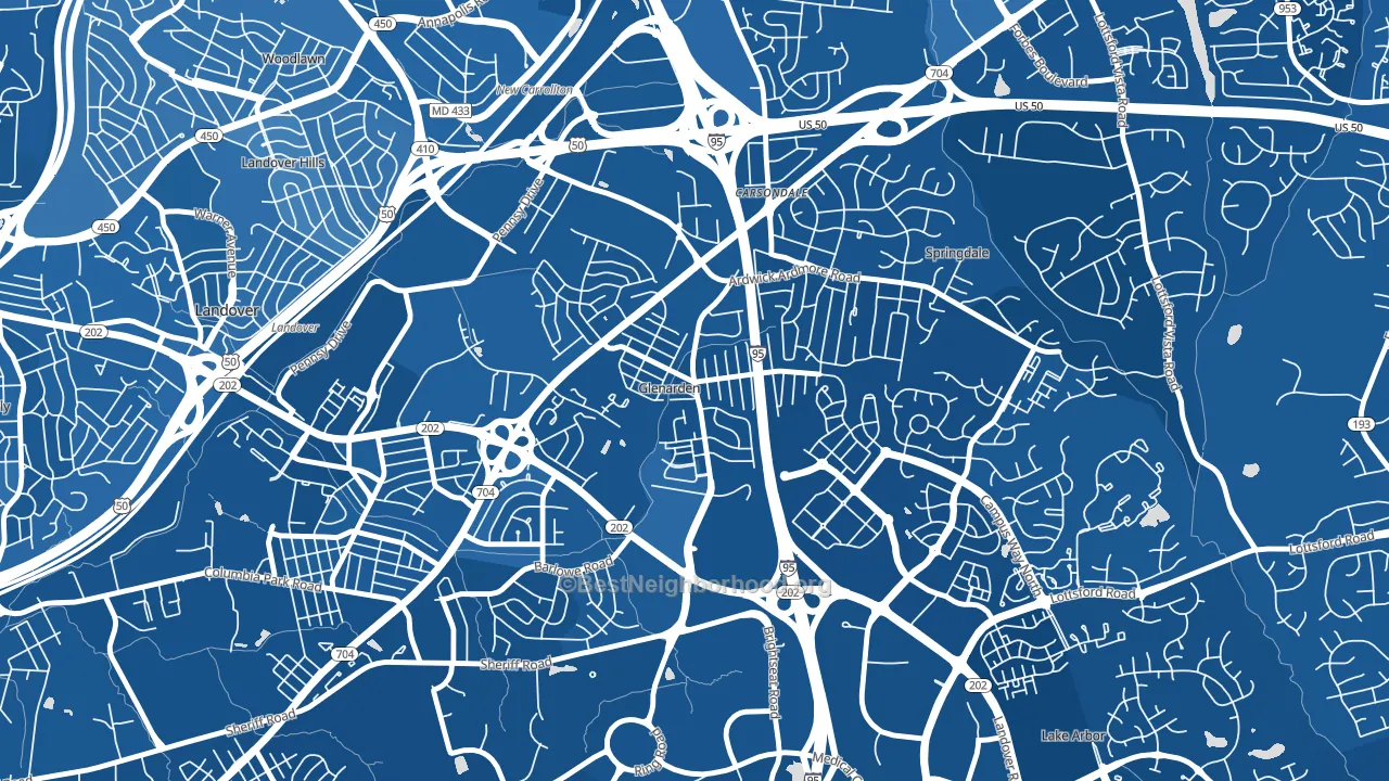 Glenarden, MD block-group political-lean map