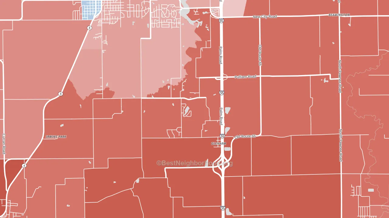 Glenarm, IL block-group political-lean map