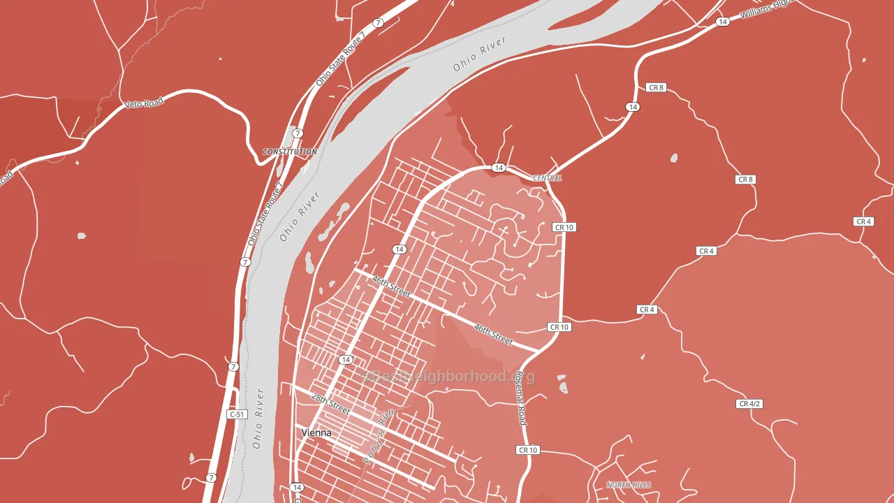 Glenbrook, Vienna, WV block-group political-lean map