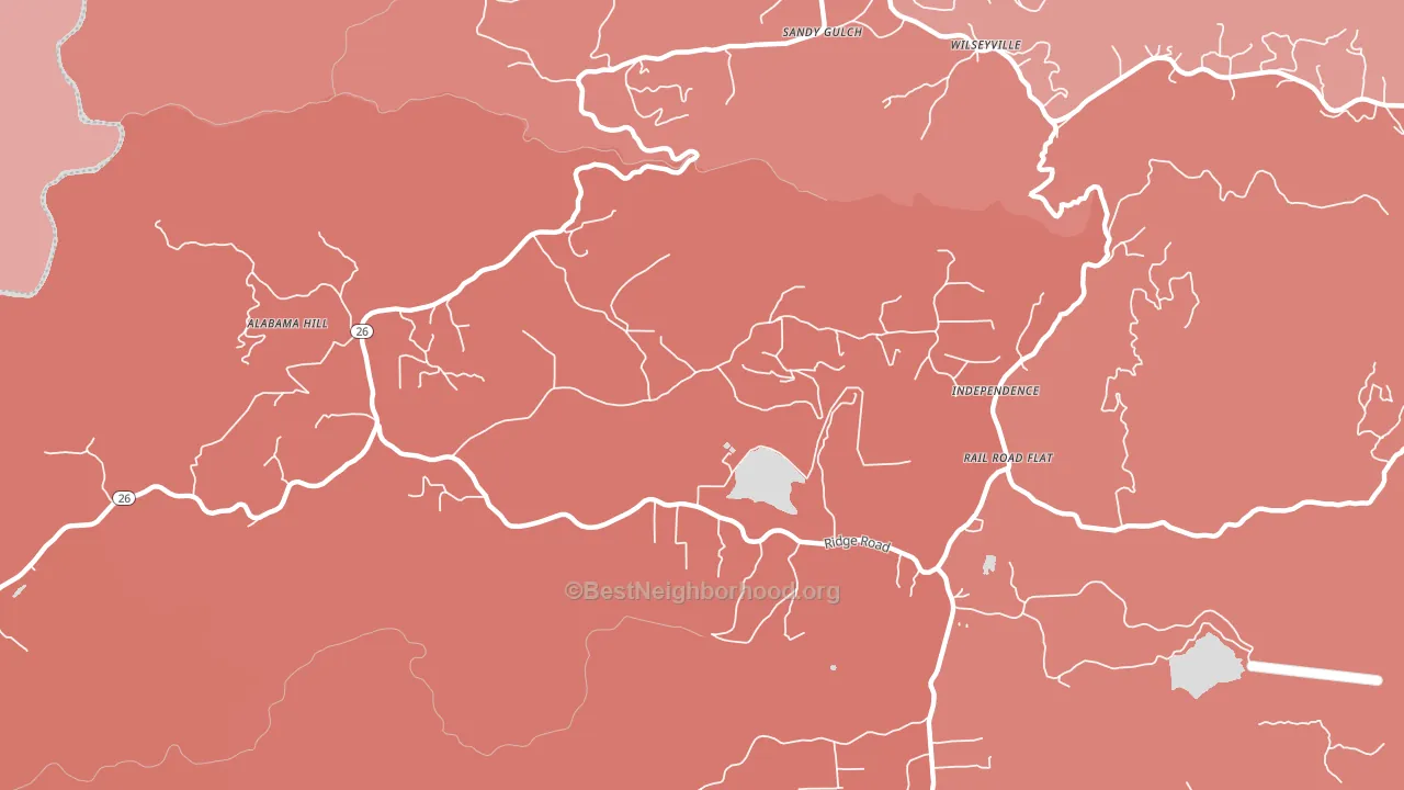 Glencoe, CA block-group political-lean map