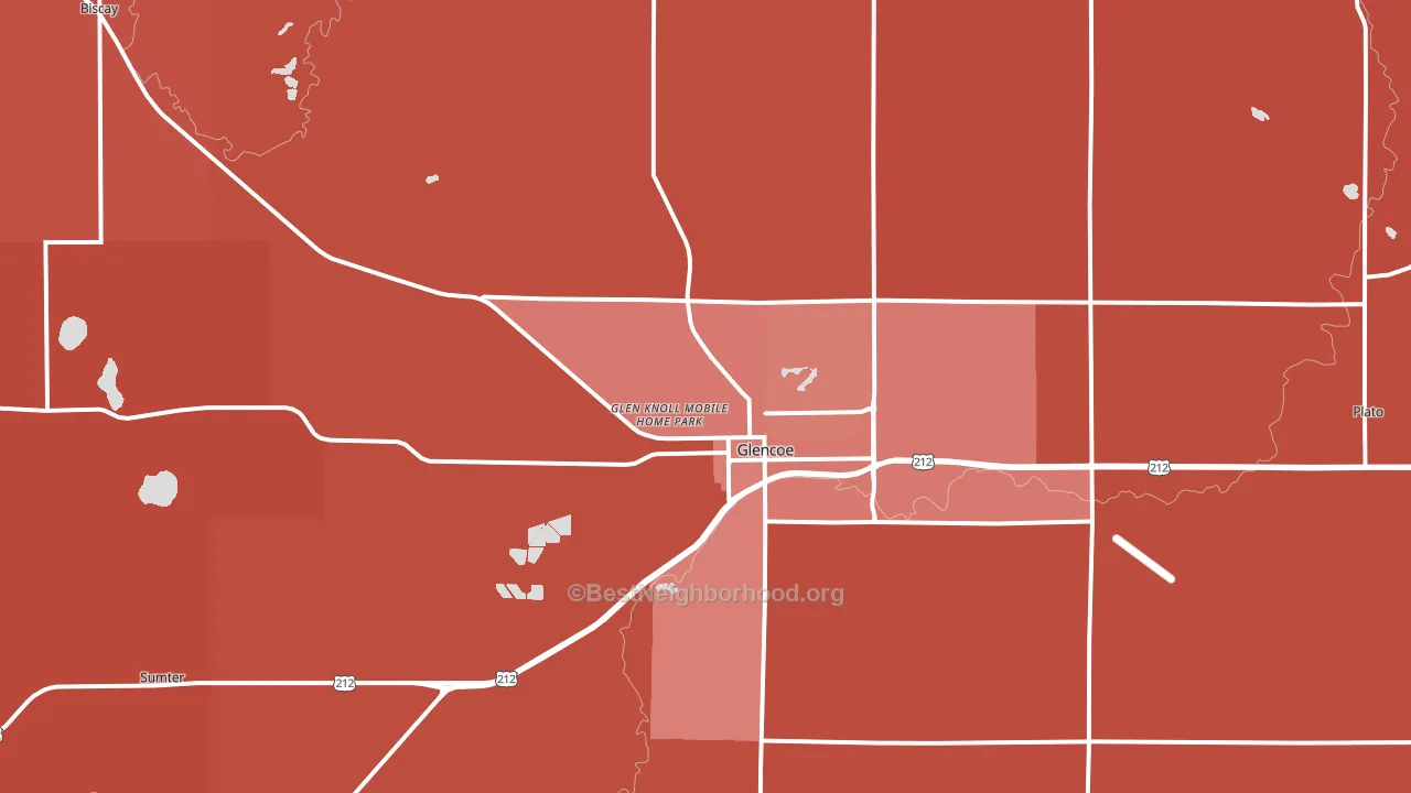 Glencoe, MN block-group political-lean map