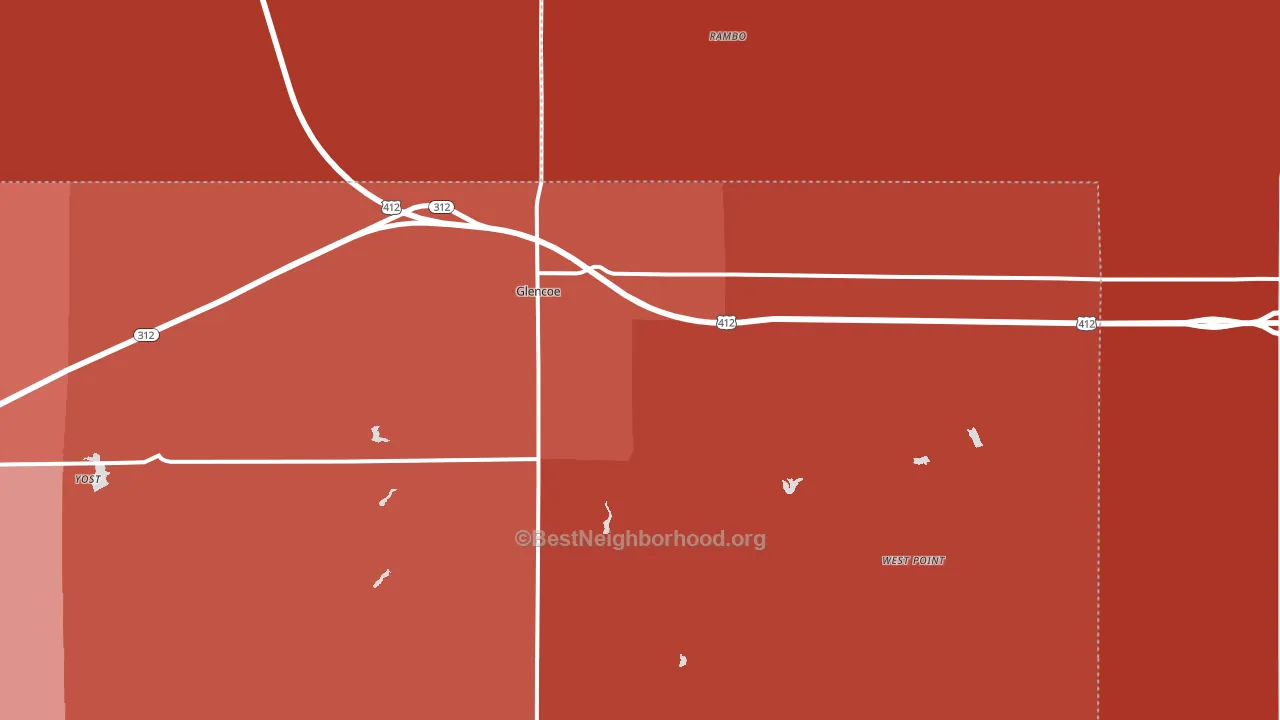 Glencoe, OK block-group political-lean map