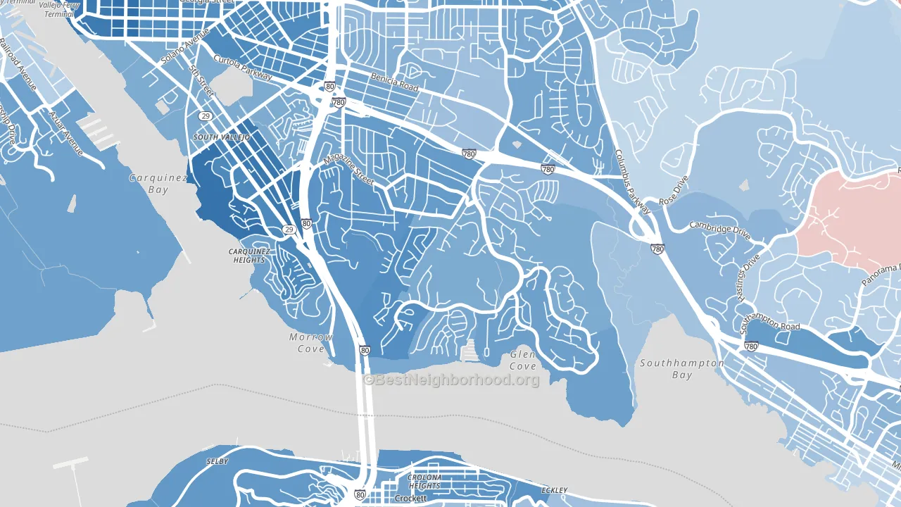 Glencove, Vallejo, CA block-group political-lean map