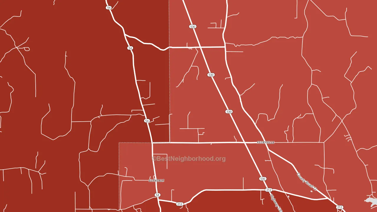 Glendale, AR block-group political-lean map