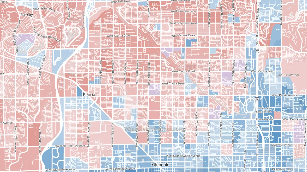 Glendale, AZ block-group political-lean map