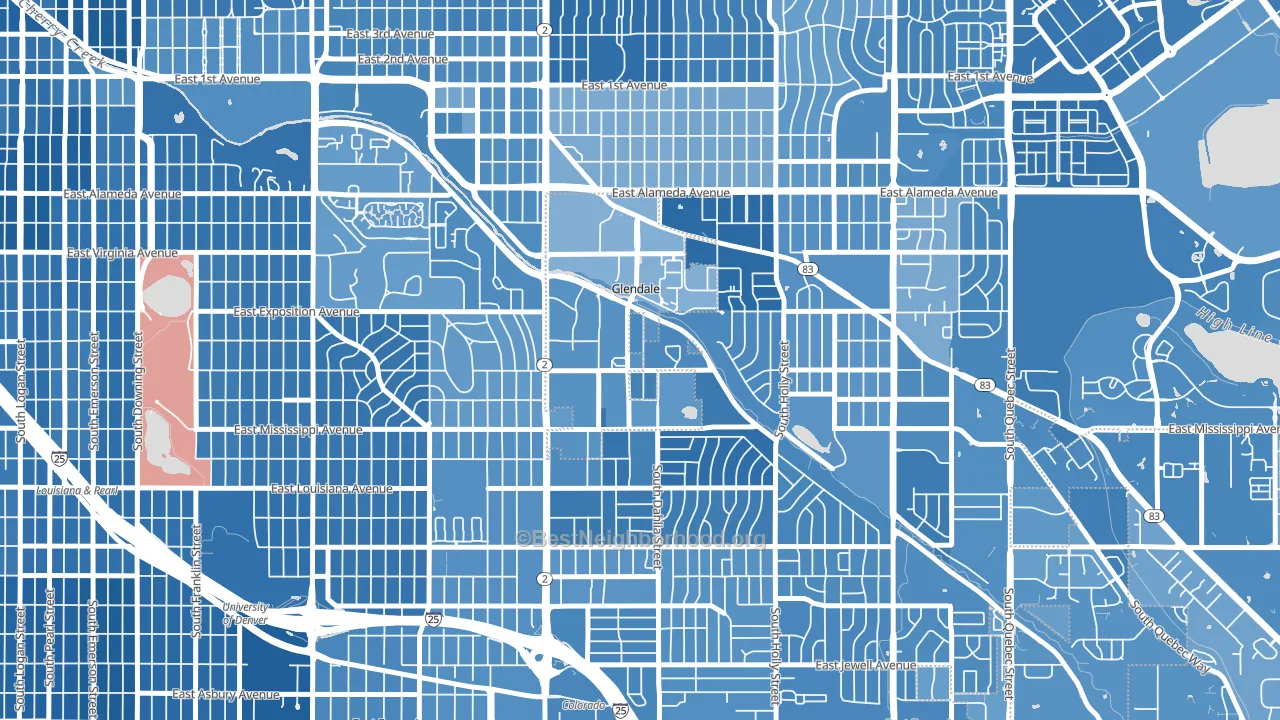 Glendale, CO block-group political-lean map