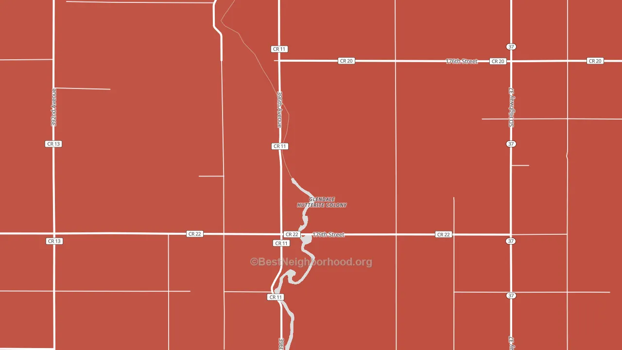 Glendale Colony, SD block-group political-lean map