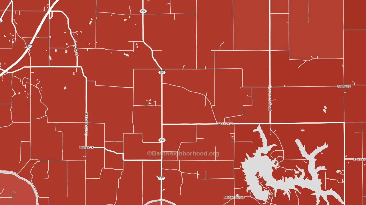 Glendale, IN block-group political-lean map
