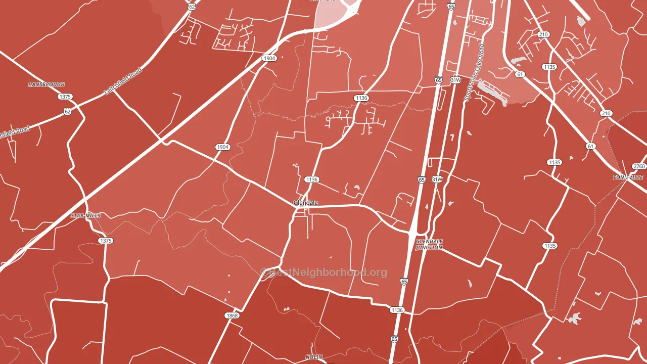 Glendale, KY block-group political-lean map