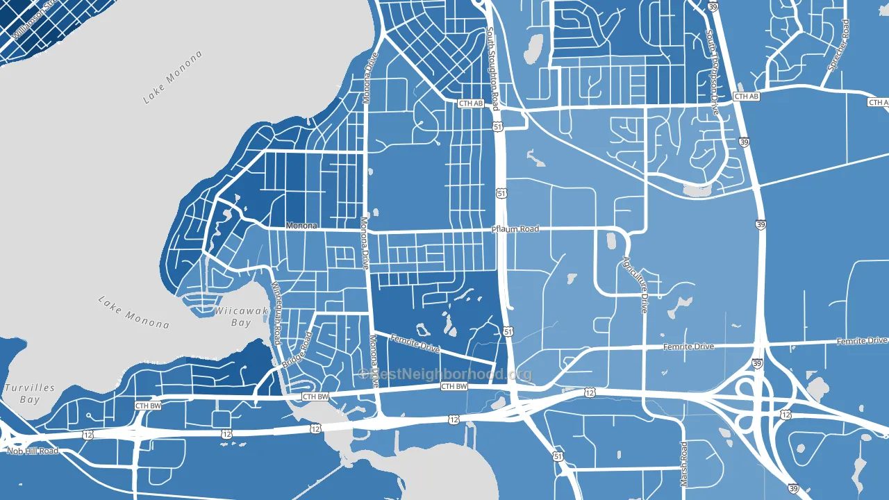 Glendale, Madison, WI block-group political-lean map