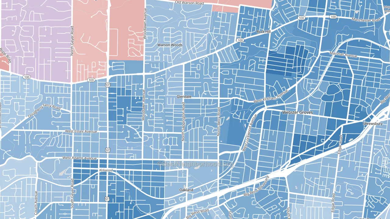 Glendale, MO block-group political-lean map