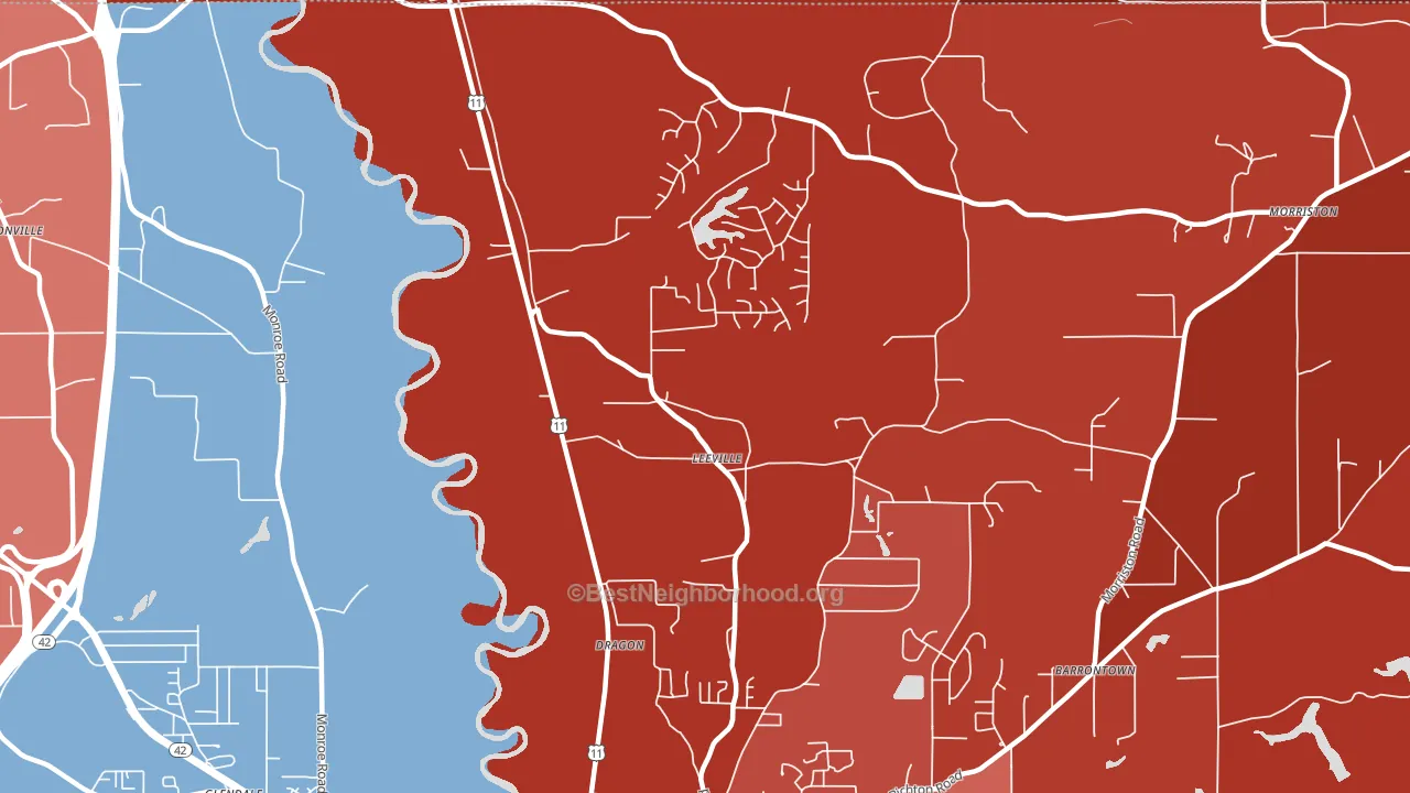 Glendale, MS block-group political-lean map