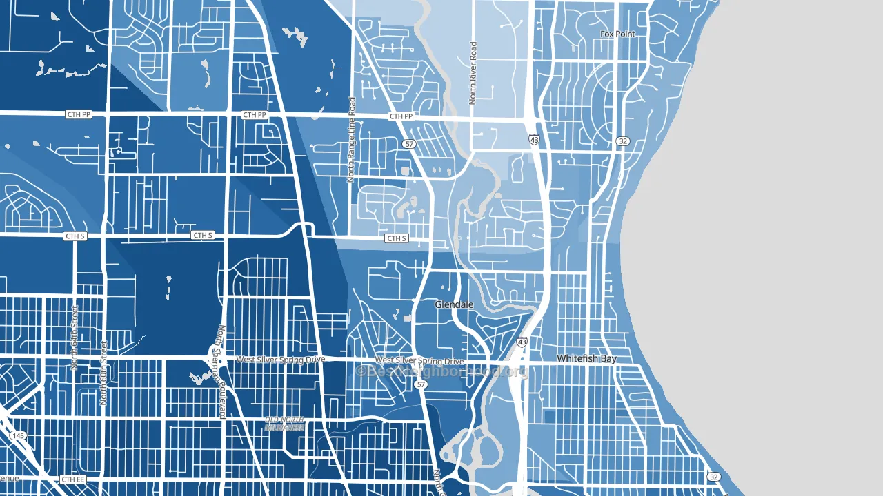 Glendale, WI block-group political-lean map