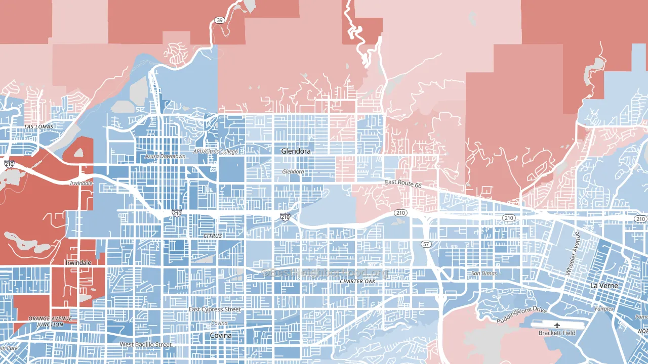 Glendora, CA block-group political-lean map