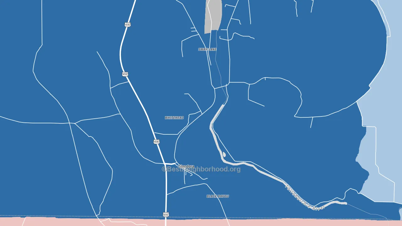 Glendora, MS block-group political-lean map