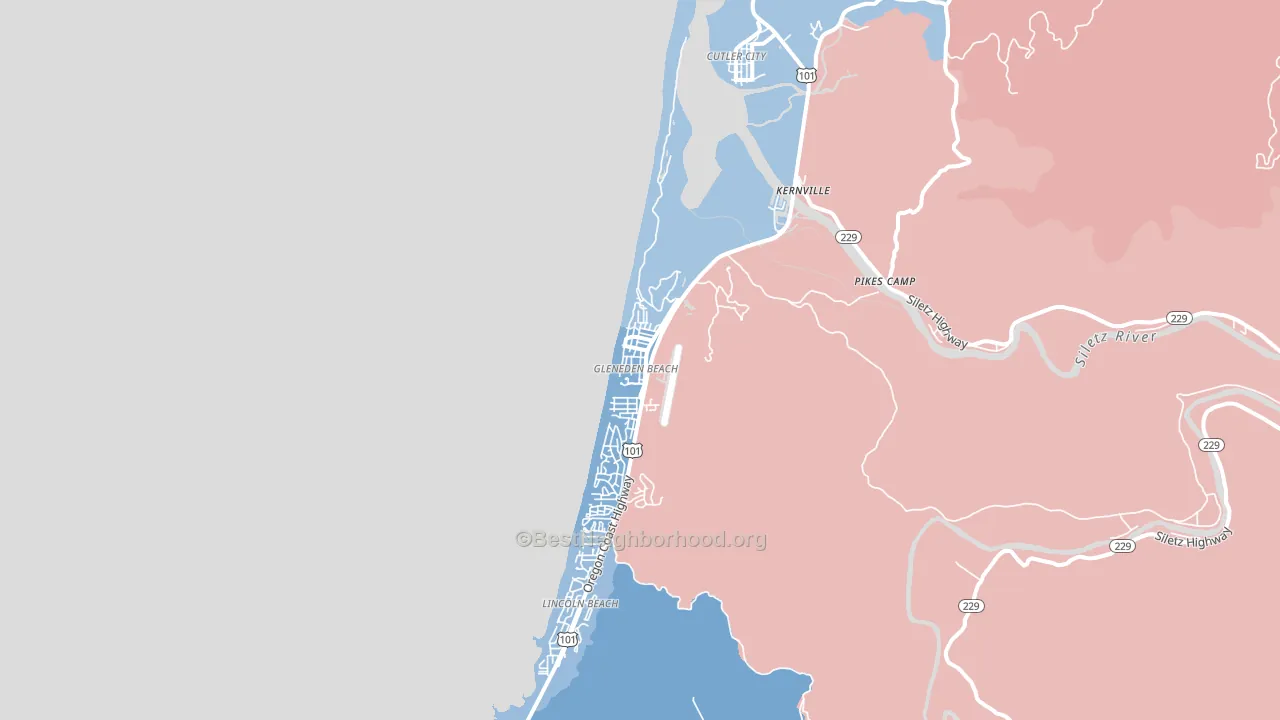 Gleneden Beach, OR block-group political-lean map