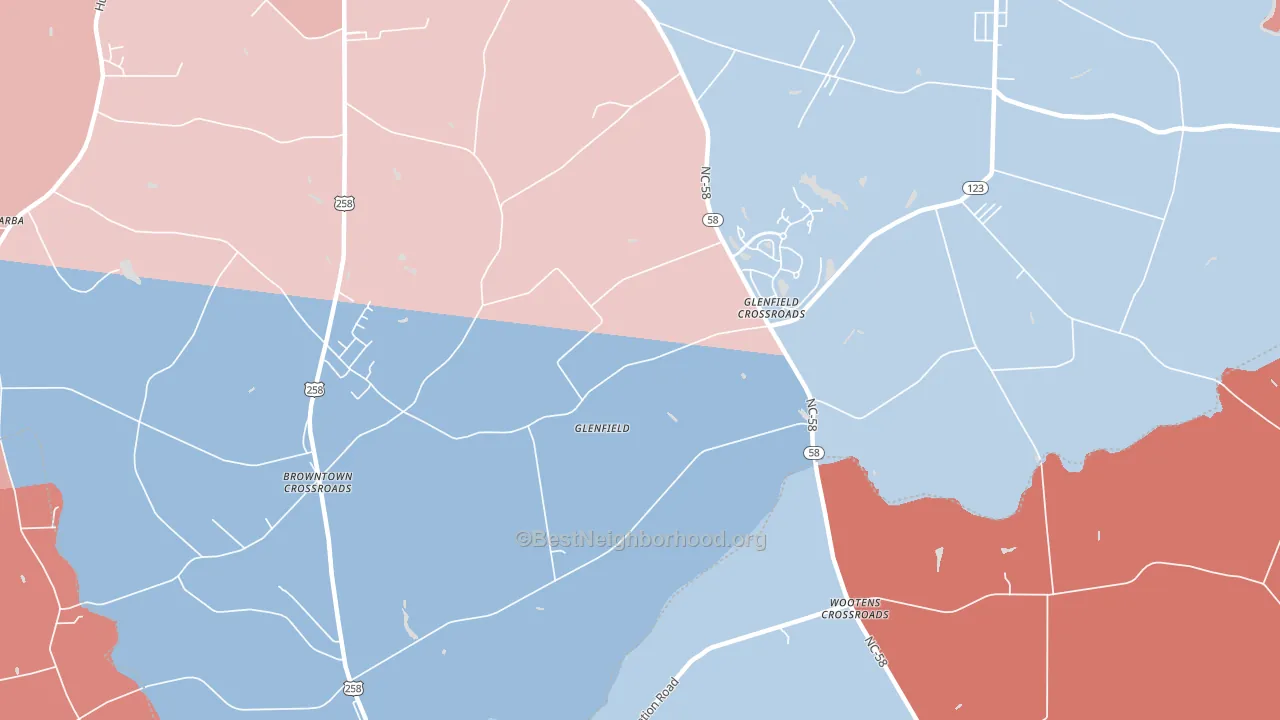 Glenfield, NC block-group political-lean map