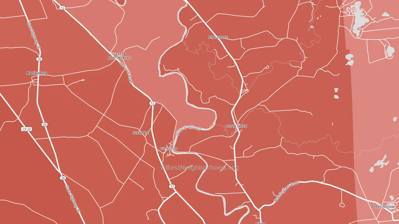 Glenfield, NY block-group political-lean map