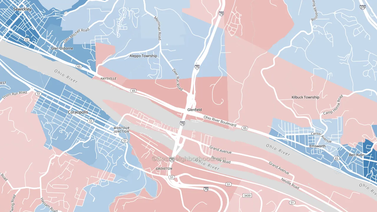 Glenfield, PA block-group political-lean map