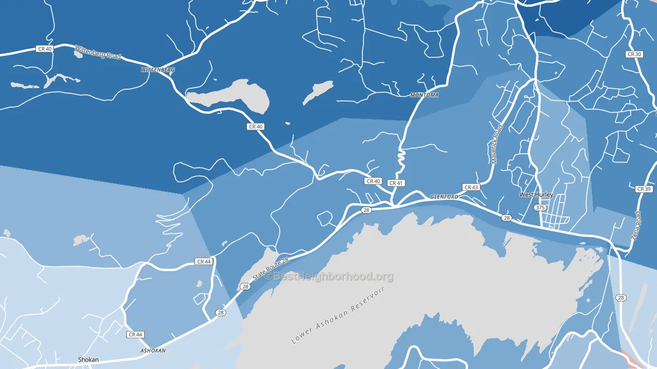 Glenford, NY block-group political-lean map