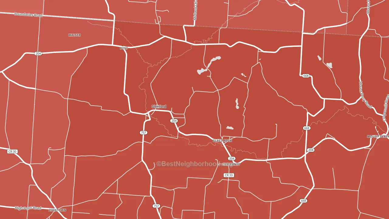 Glenford, OH block-group political-lean map