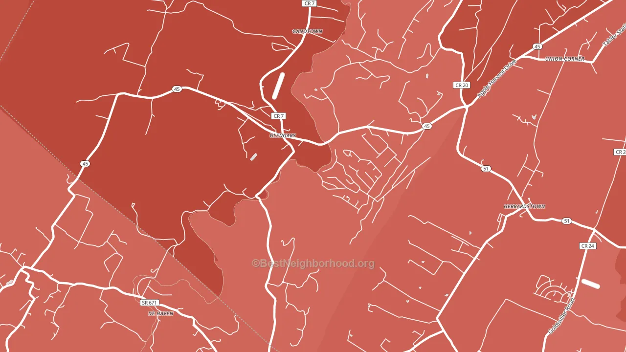 Glengary, WV block-group political-lean map