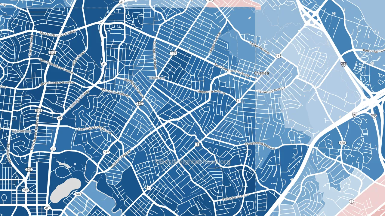 Glenham-Belhar, Baltimore, MD block-group political-lean map