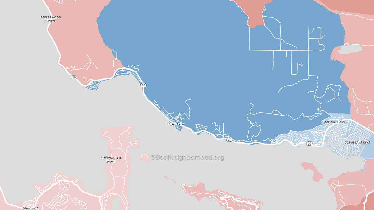 Glenhaven, CA block-group political-lean map