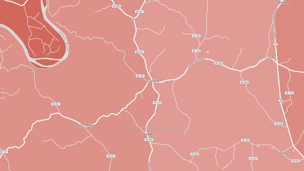 Glenmore, VA block-group political-lean map