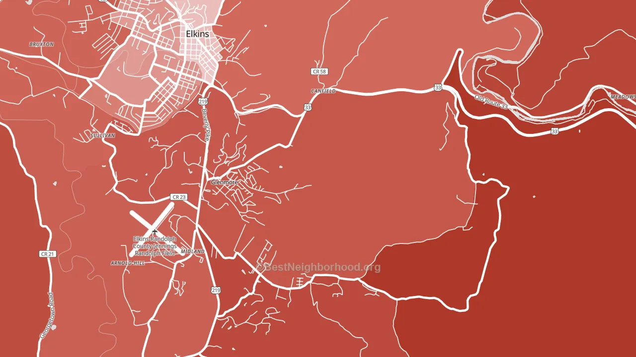 Glenmore, WV block-group political-lean map