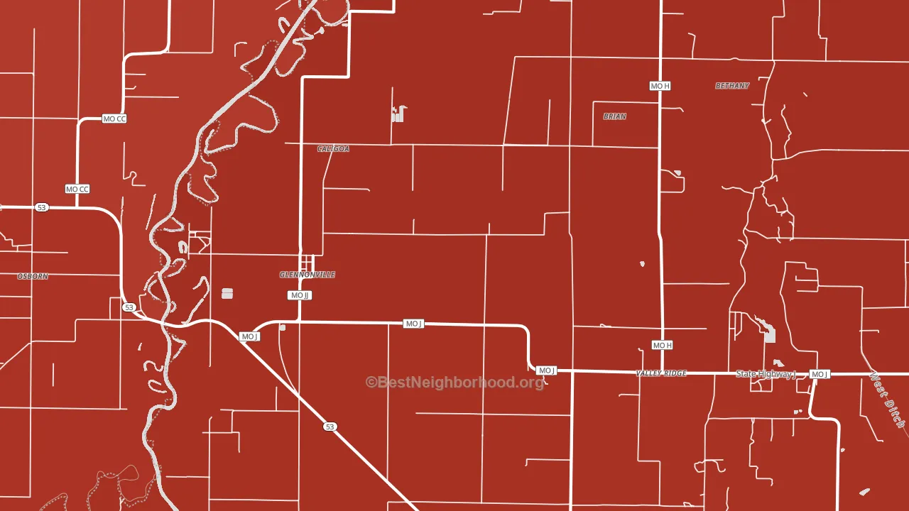 Glennonville, MO block-group political-lean map
