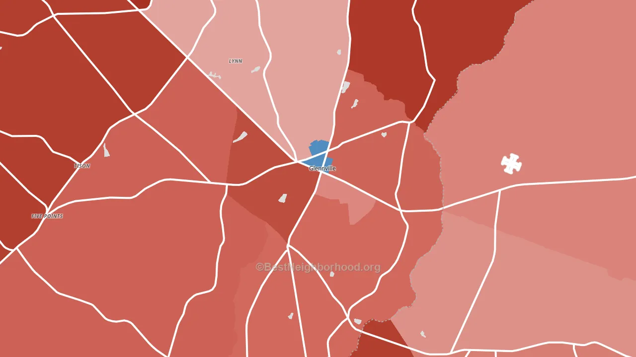 Glennville, GA block-group political-lean map