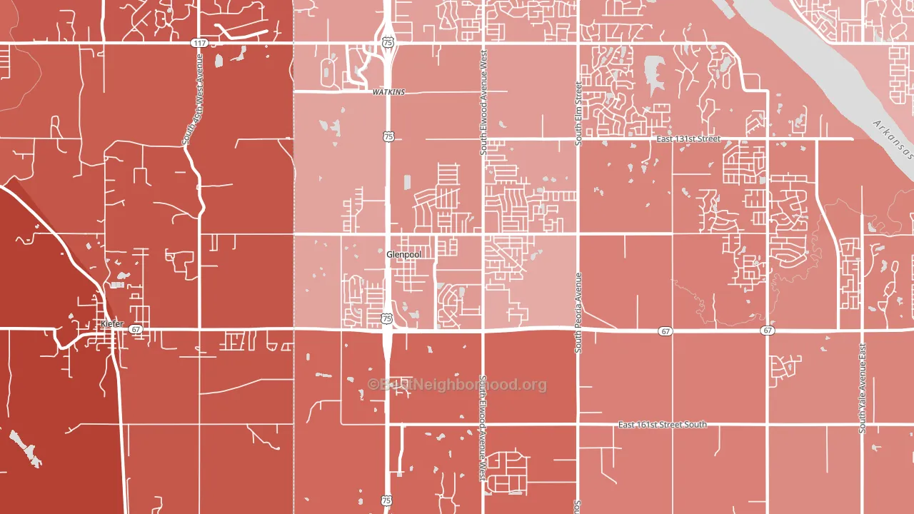 Glenpool, OK block-group political-lean map