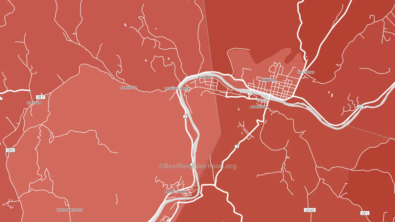 Glenray, WV block-group political-lean map