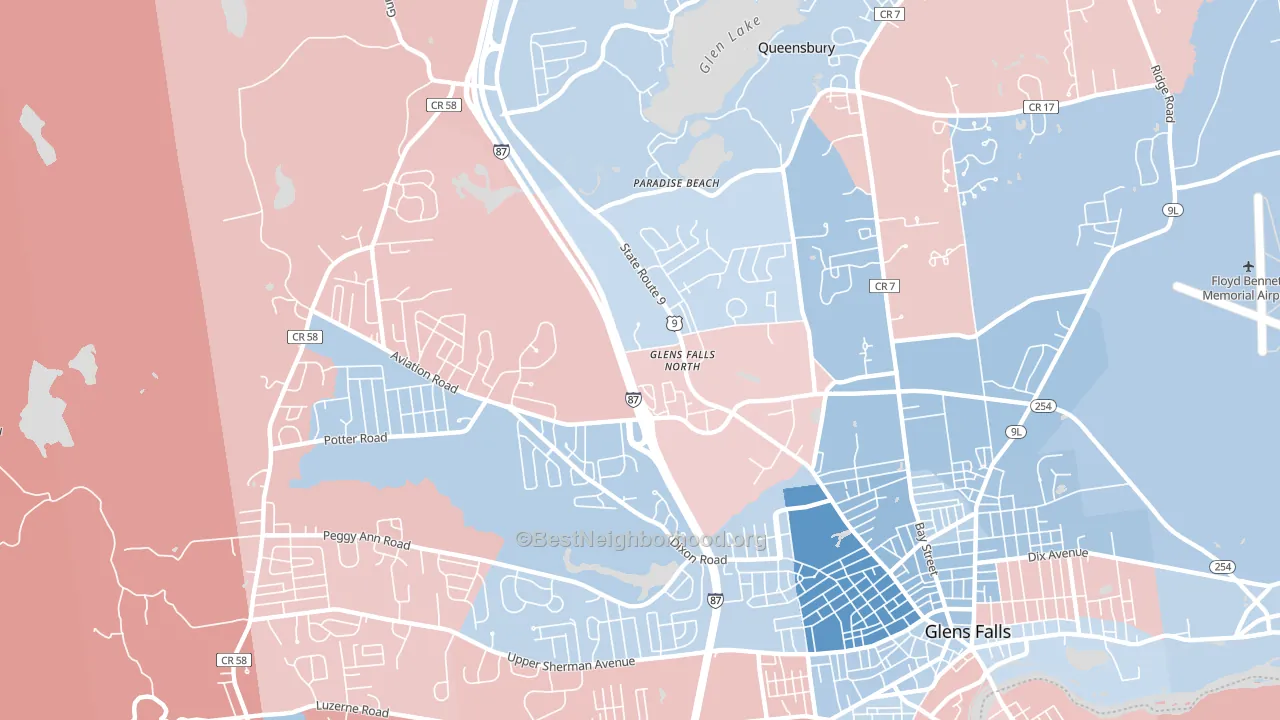 Glens Falls North, NY block-group political-lean map