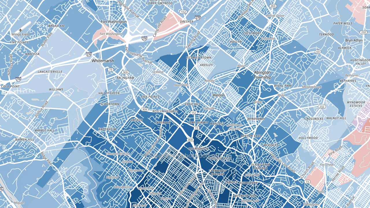 Glenside, PA block-group political-lean map