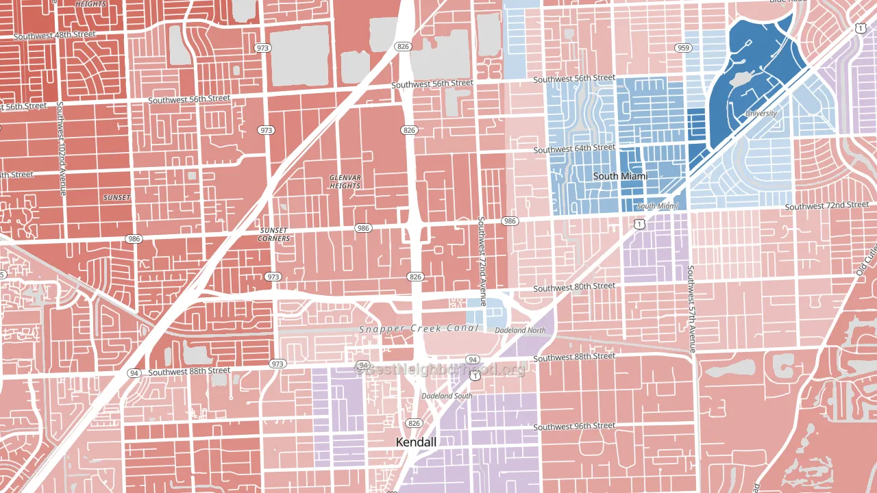 Glenvar Heights, FL block-group political-lean map