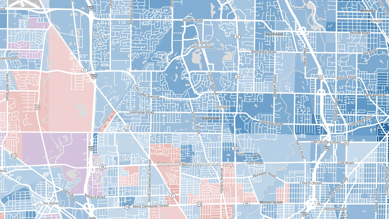 Glenview, IL block-group political-lean map