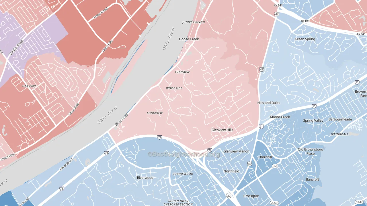 Glenview, KY block-group political-lean map