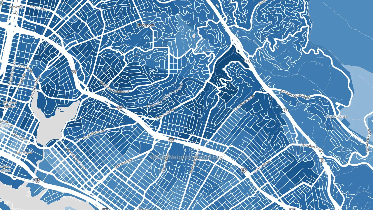 Glenview, Oakland, CA block-group political-lean map
