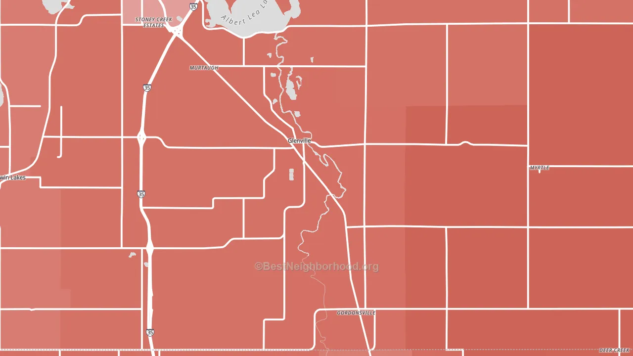Glenville, MN block-group political-lean map