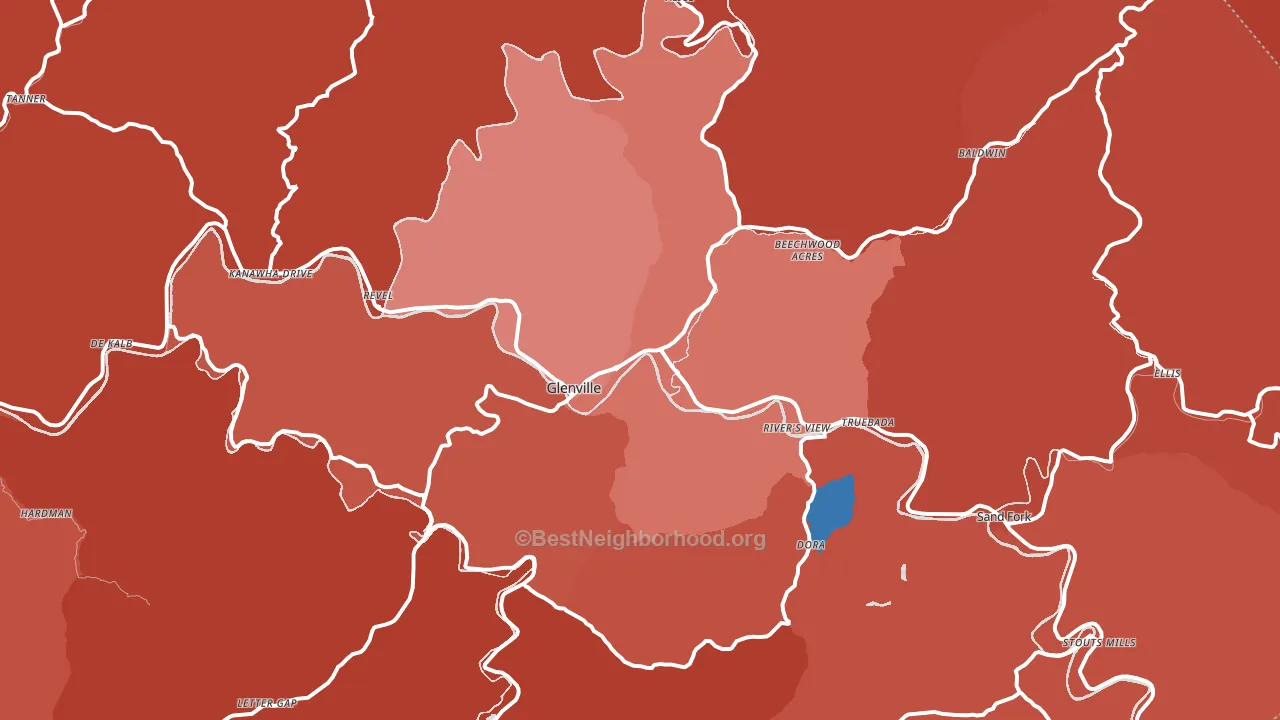 Glenville, WV block-group political-lean map