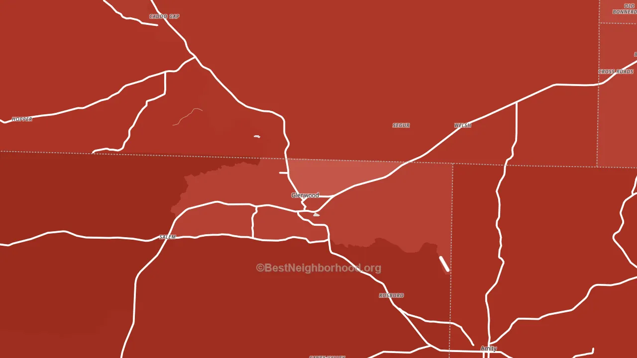 Glenwood, AR block-group political-lean map
