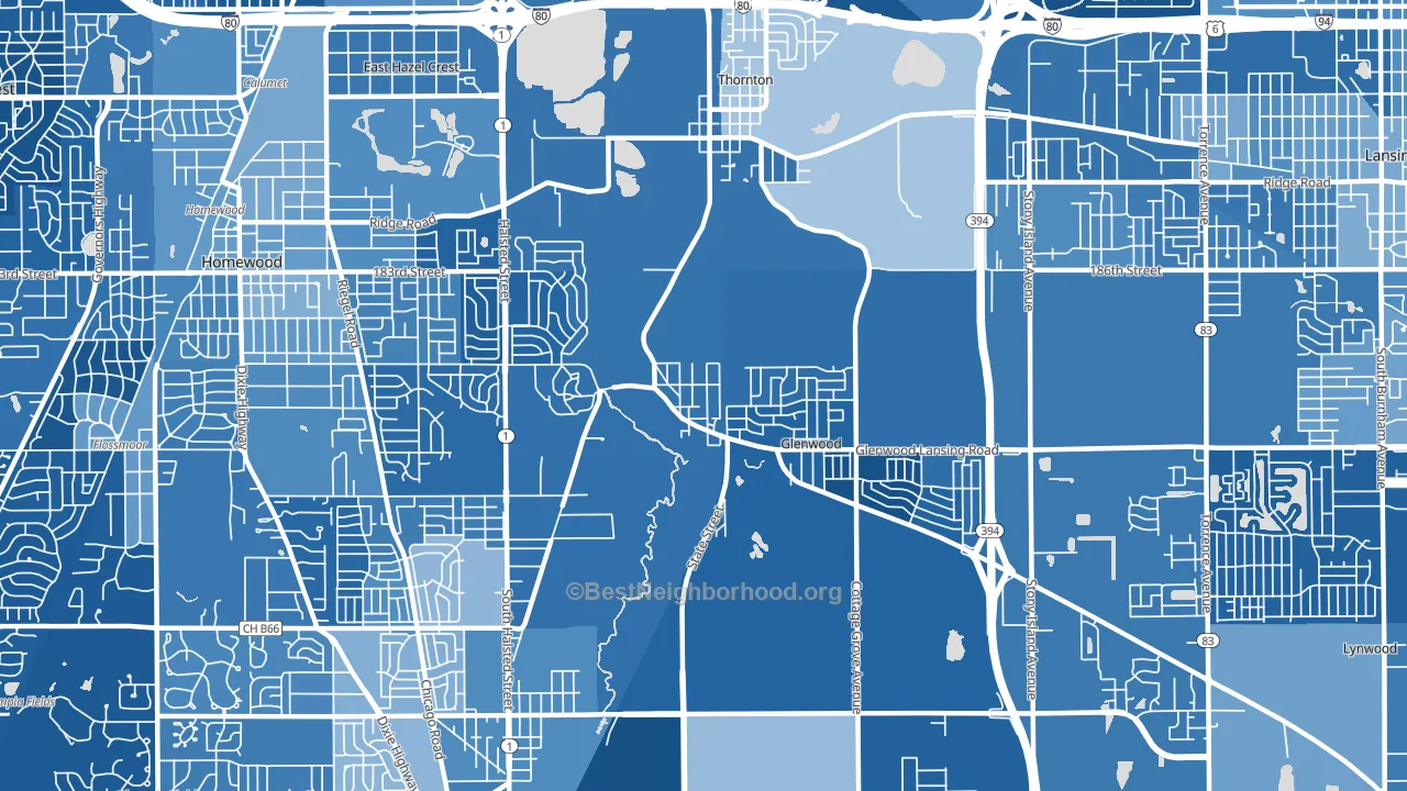 Glenwood, IL block-group political-lean map