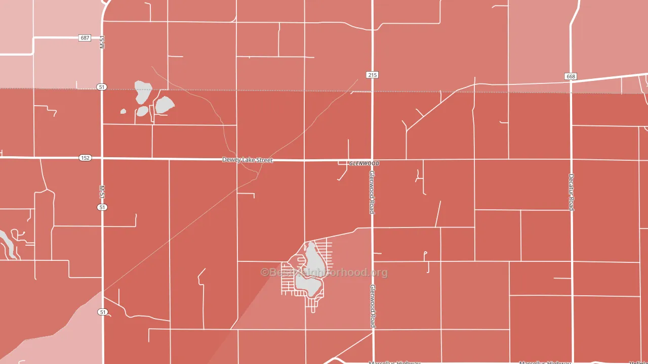 Glenwood, MI block-group political-lean map