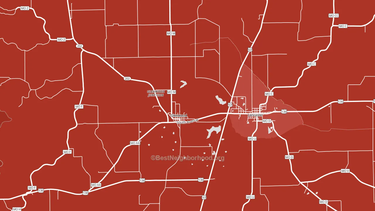 Glenwood, MO block-group political-lean map